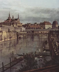 Vista de Dresde, el antiguo foso del Zwinger, visto desde la Orangerie hacia la ciudad